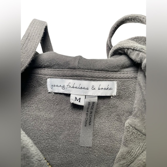 Young Fabulous And Broke Gray Cotton Blend Hooded Velour Jacket Size Medium - Picture 8 of 8